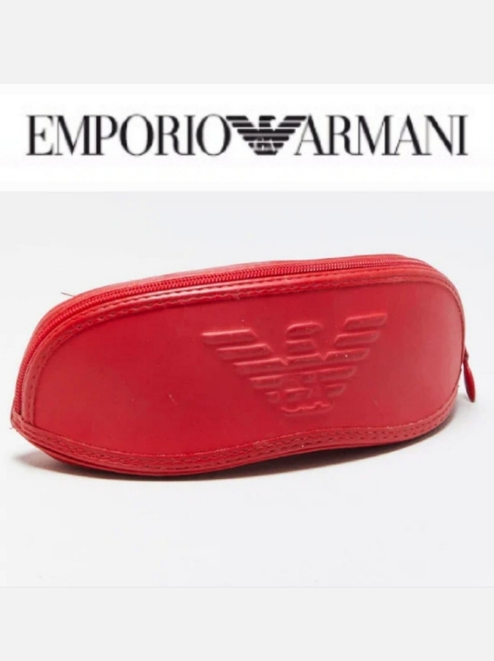 Emporio Armani Vintage Y2K Sunglass Case Softshell Red Neoprene S Series Luxury